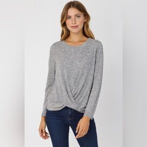 Old Navy Gray Long Sleeve Tie Front Tee